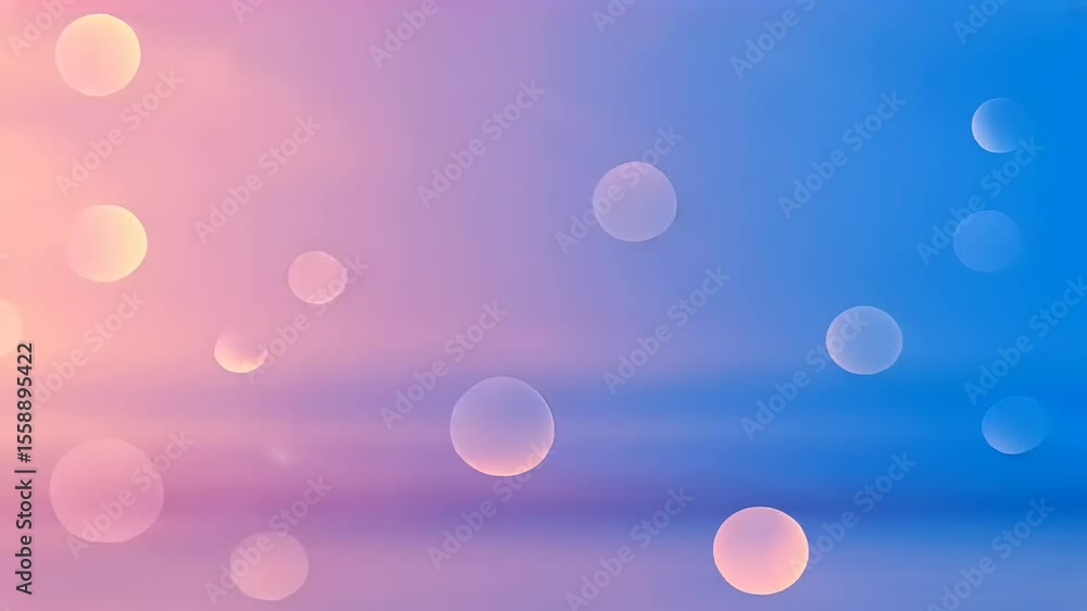 Gradient sky with floating spheres, pink to blue, soft glow