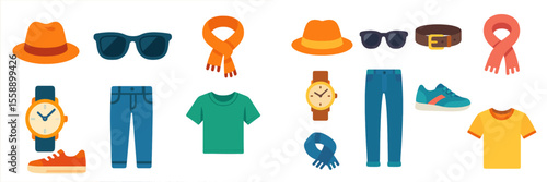 Stylish accessories and clothing items displayed for a trendy outfit selection at a modern boutique or store