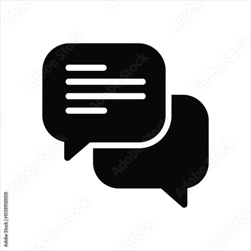 Vector graphic of two speech bubbles overlapping for communication design element use