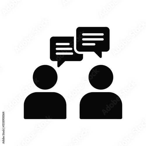 Two people talking icon, vector illustration, communication concept, social interaction