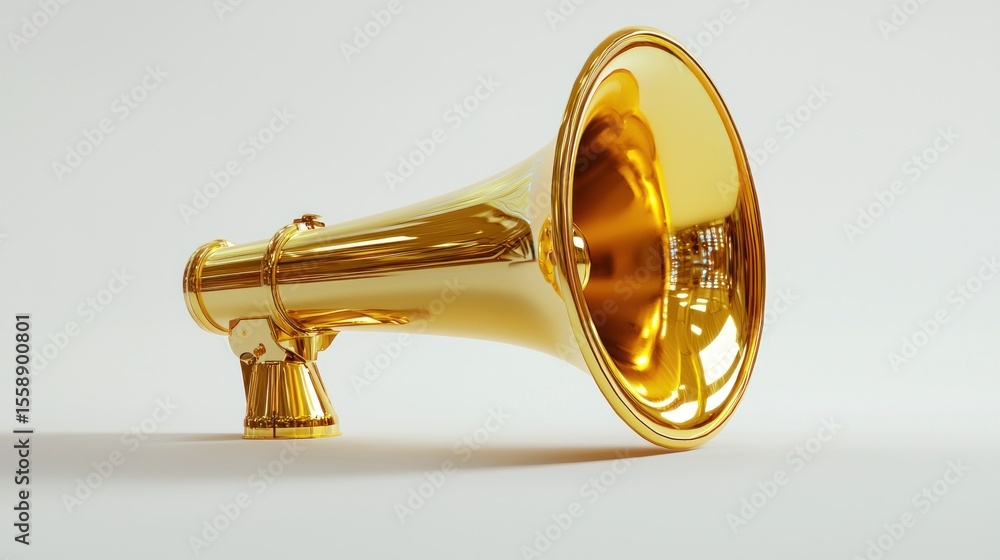 Obraz premium Golden megaphone against light gray background