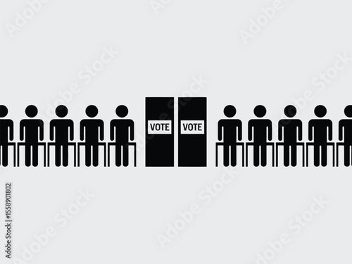 Voting Booths and Stick Figures in Black and White