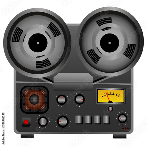 Vintage Analog Reel-to-Reel Tape Recorder – Editable Vector Icon