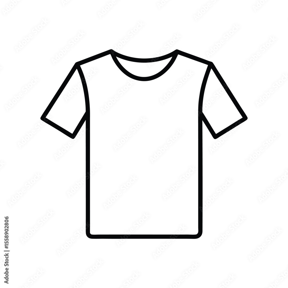 Simple outline icon of a classic white short sleeve t shirt. Simple outline icon of a classic white short sleeve t shirt.