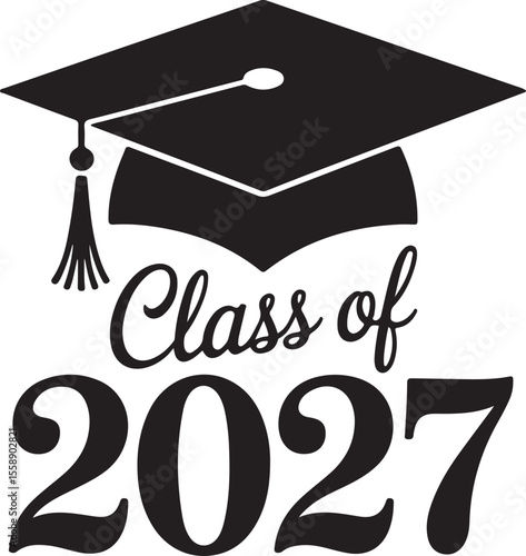 Graduation Cap 2027 Sketch Ceremony Art Minimalist Tassel Design Future Class Illustration