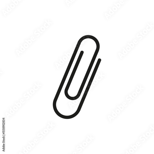 Black Paperclip Icon on White Background office supply