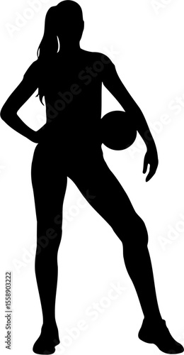 volleyball player silhouette vector illustration, isolated on white