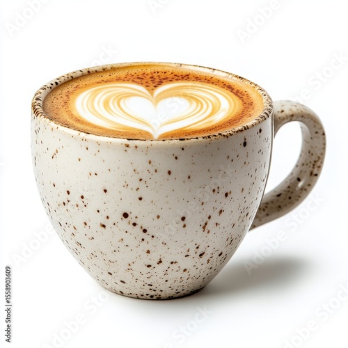 Creamy Coffee with Heart Design in Unique Spotty Mug