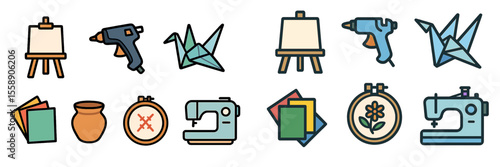 Crafting tools and supplies showcase creative activities in an artistic studio environment