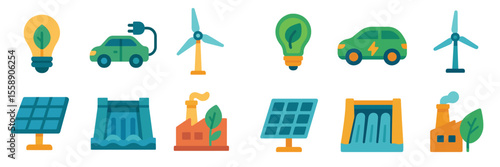 Illustrations of renewable energy sources showcasing sustainability and eco-friendly technology options available today