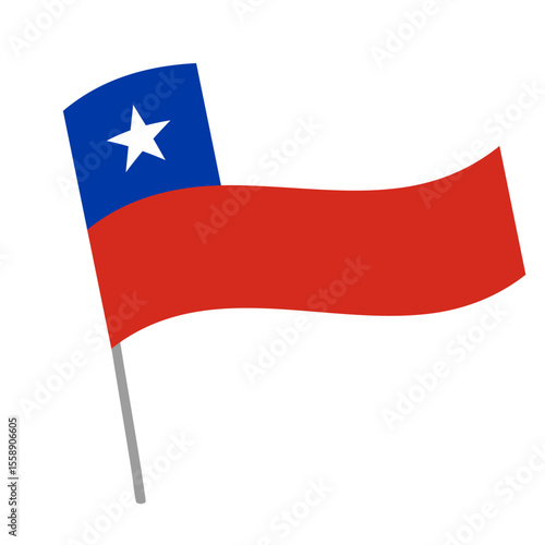 Chile national flag flutters with flagpole