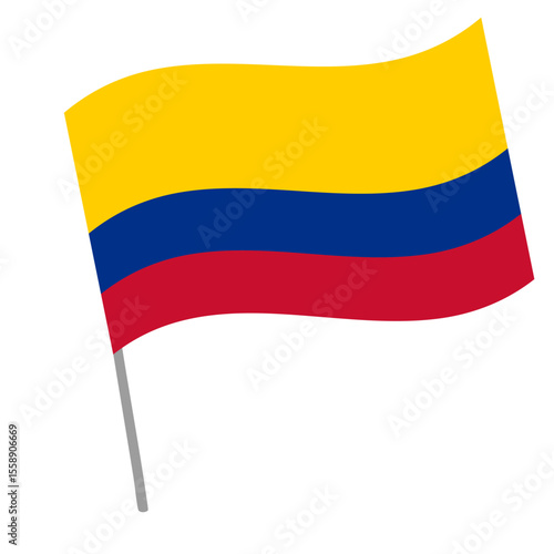 Colombia national flag flutters with flagpole