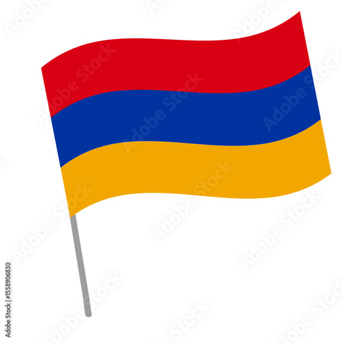 Armenia national flag flutters with flagpole