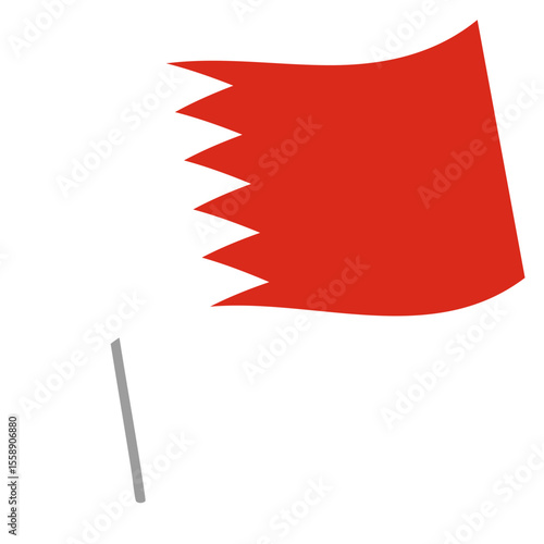Bahrain national flag flutters with flagpole