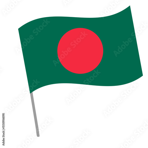 Bangladesh national flag flutters with flagpole