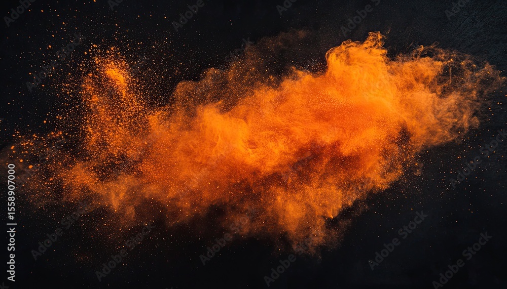 Fototapeta premium A cloud of orange powder is floating in the air