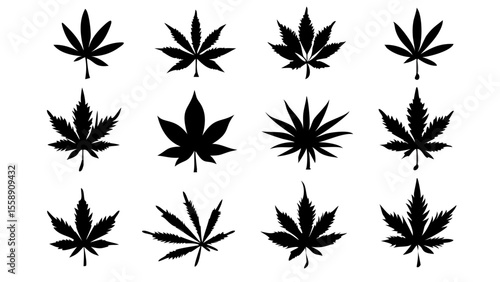 Wallpaper Mural Different Style Cannabis Leaf Silhouette Vector Collection Torontodigital.ca
