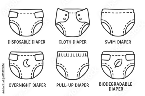 Types of diapers: disposable, cloth, swim, overnight, pull-up, biodegradable