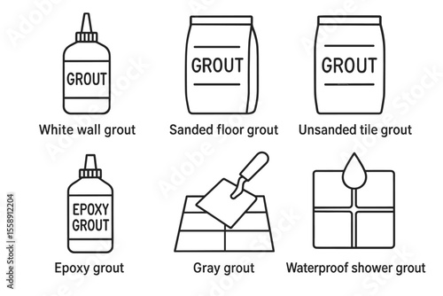 Types of grout: wall, floor, tile, epoxy, gray, waterproof