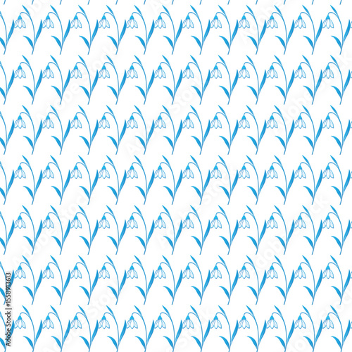 Blue snowdrop flowers pattern floral