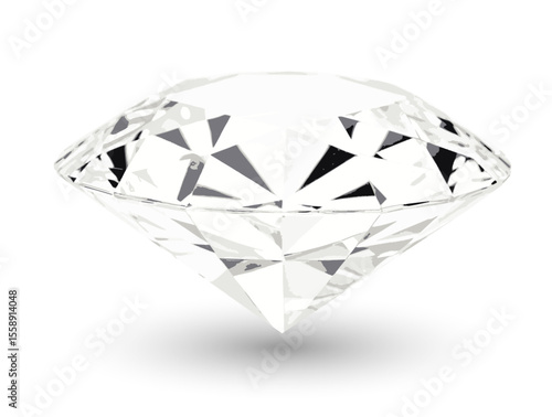 Faceted diamond on white background. Vector illustration