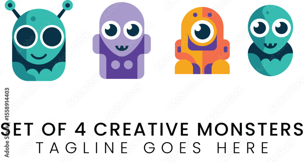 Naklejka premium Cute Monster Characters for Kids Projects
