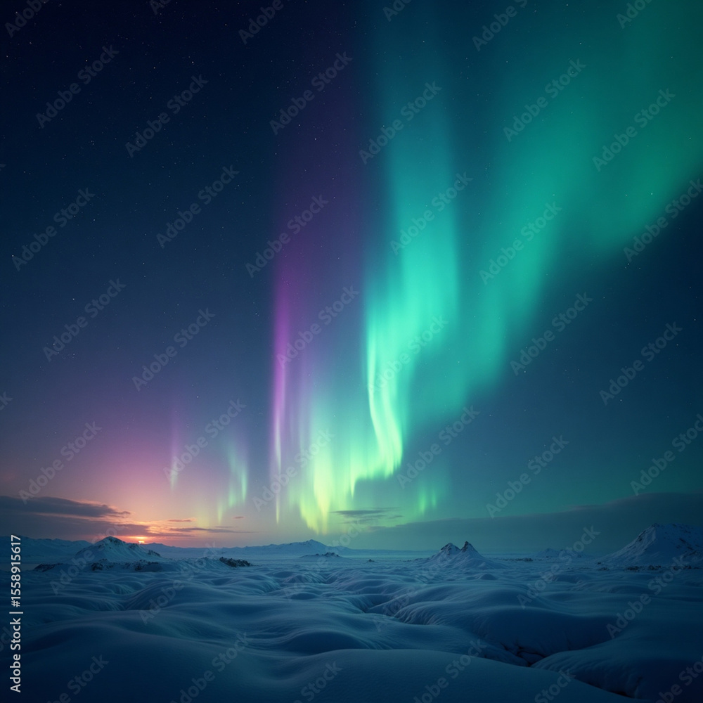 Naklejka premium Spectacular Northern Lights in the Night Sky