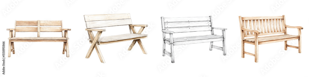Rustic Wooden Garden Bench Collection: Outdoor Seating Elements Rustic Wooden Garden Bench Collection: Outdoor Seating Elements