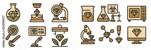 Different methods of diamond processing and analysis displayed in a clean and organized layout