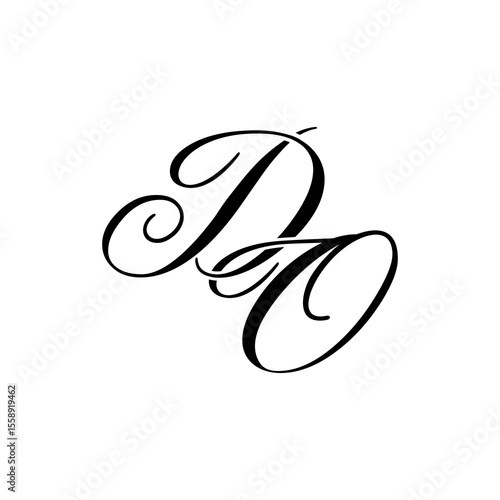 Elegant DO Monogram Logo in Black Script – Luxury Calligraphy Initial Design on White Background