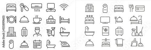 Collection of hotel icons representing various amenities and services for a comfortable stay