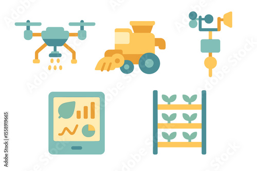 Innovations in agriculture through technology using drones, machinery, weather stations, and smart devices for better crop management
