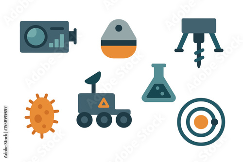 Wallpaper Mural Exploring technological devices and scientific symbols representing innovation in research and development Torontodigital.ca