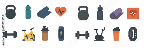 Fitness equipment and accessories for a healthy lifestyle in a well-equipped gym setting
