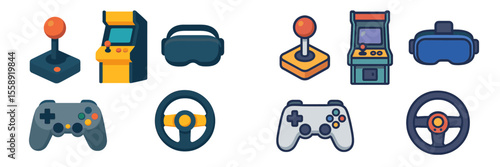 Collection of gaming controllers and devices showcasing different gaming styles and technology