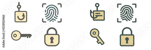 Visual representation of common security symbols depicting digital safety measures and identity protection