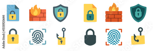 Digital security icons showcasing various protection methods for online safety and data security measures