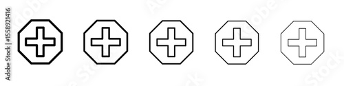 add icon vector thin outline style sign