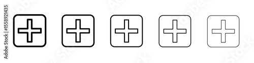 Add Icon vector thin outline style sign