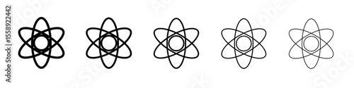 Atom scientific icon vector thin outline style sign