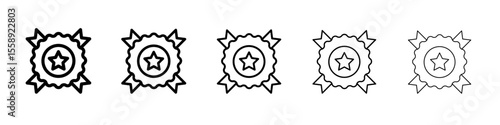 badge icon vector thin outline style sign