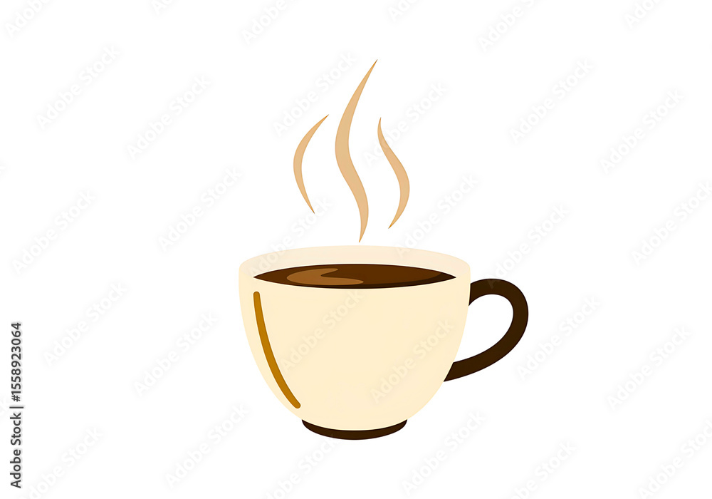Fototapeta premium A steaming cup of hot coffee in a brown mug isolated on transparent background