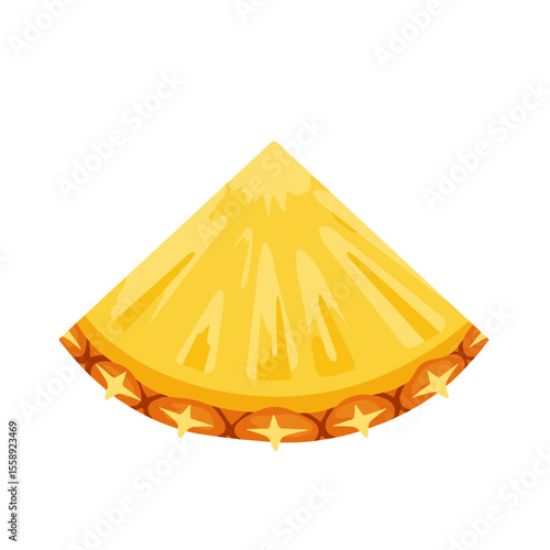 Pineapple slice with segments in fresh yellow and orange colors, vector design
