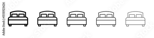 bed icon vector thin outline style sign
