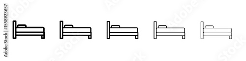 bed icon vector thin outline style sign