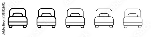 bed icon vector thin outline style sign