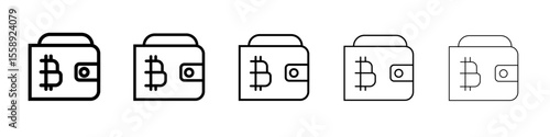 bitcoin wallet icon vector thin outline style sign