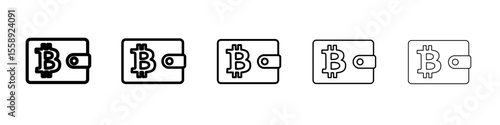 bitcoin wallet icon vector thin outline style sign