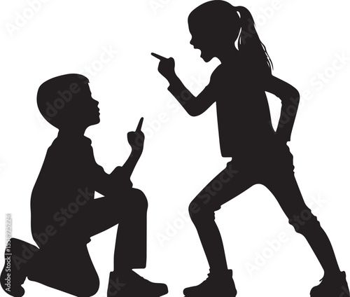 Children arguing and fighting with each other. Silhouette of Children Arguing and Fighting with Each Other. new 2025 trendy.