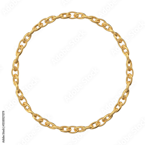 Gold Chain Circle Frame: Luxury Round Border for Design Projects